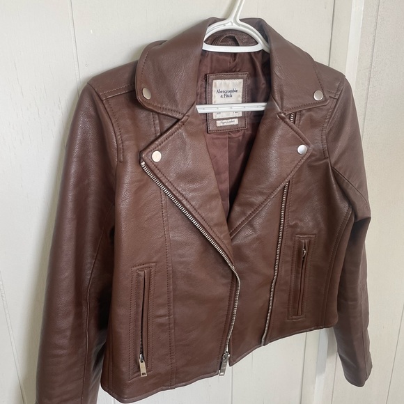 ABERCROMBIE BROWN LEATHER JACKET - Picture 4 of 4